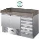 Forcar refrigerated pizza counter S903PZCAS 2 doors and drawers - Forcar Refrigerated