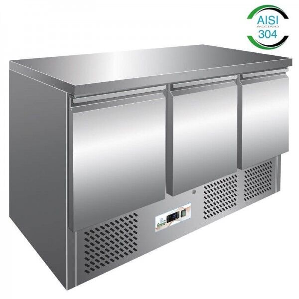 Forcar Refrigerated Stainless Saladette 3 doors AISI304. S903TOP - Forcar Refrigerated