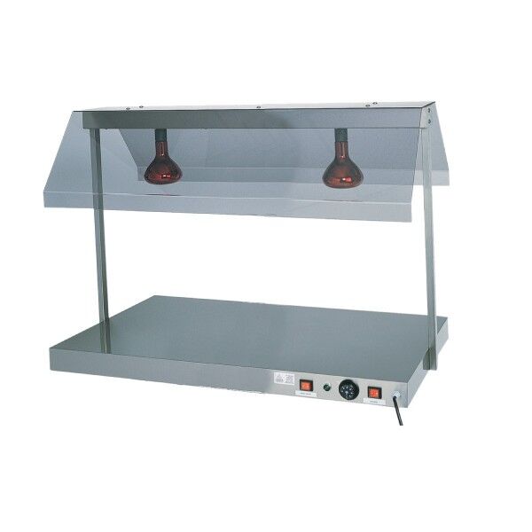 Stainless steel hot plate with two infrared lamps. PC4712 - Forcar Multiservice