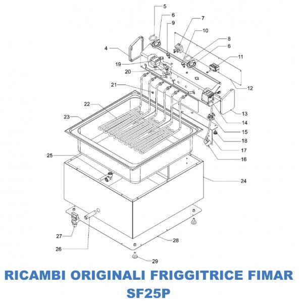 Exploded view for spare parts fryer Fimar SF25P - Fimar