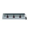 Hanging frame with three infrared lamps and smoked cover. PIA4716