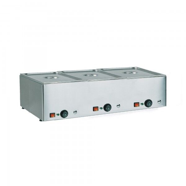 Stainless steel bain-marie bench hot table 3xGN1/1 Different temperatures BM31 - Forcar Multiservice