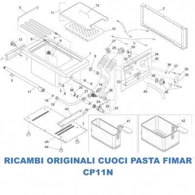 Exploded view for spare parts pasta cooker Fimar CP11N