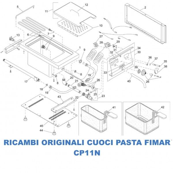 Exploded view for spare parts pasta cooker Fimar CP11N - Fimar