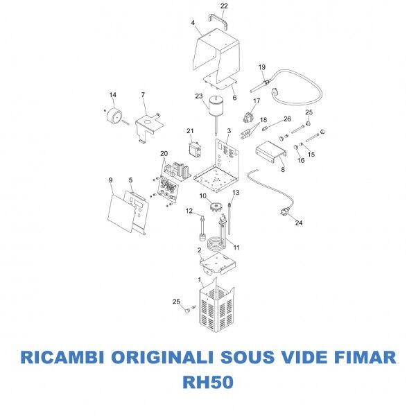Exploded view for sous vide parts Fimar RH50 - Fimar