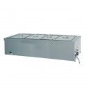 4xGN 1/1 stainless steel countertop bain-marie hot plate with thermostat and faucet.