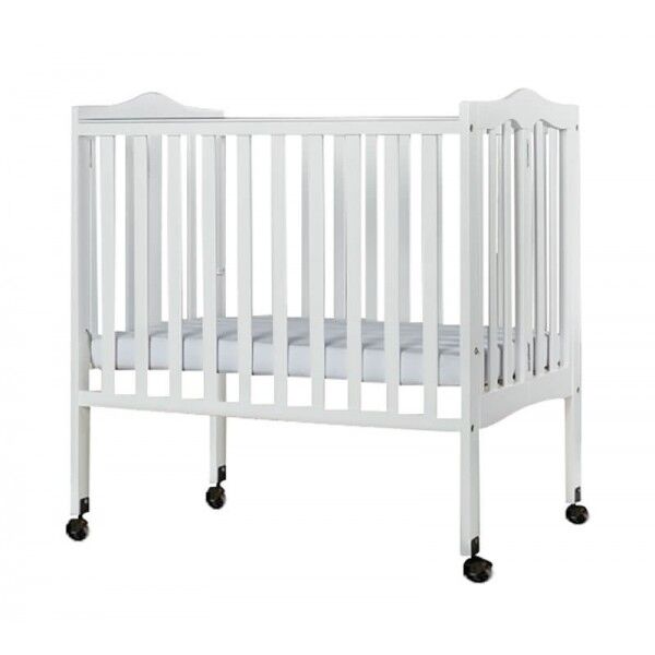 Baby bed - white wooden foldable crib -