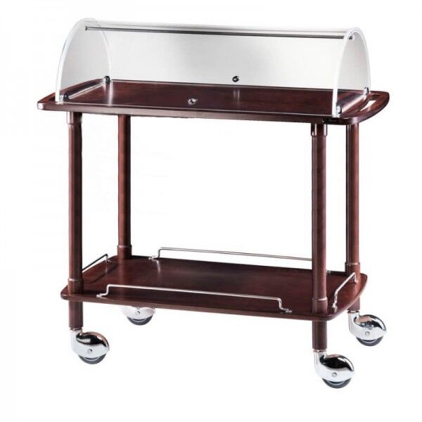 Carrello di servizio in legno Forcar a 2 piani con cupola.CLC2012CA - Forcar Multiservice