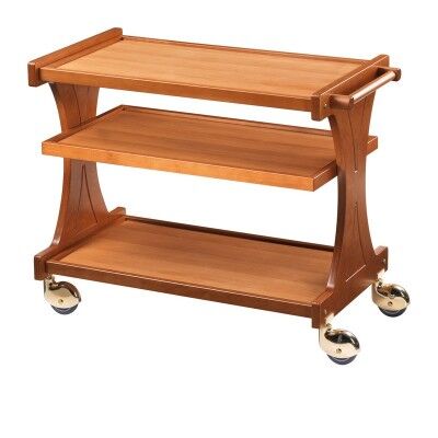 Service trolley made of sturdy wood, available in two colours with optional intermediate top. - Forcar