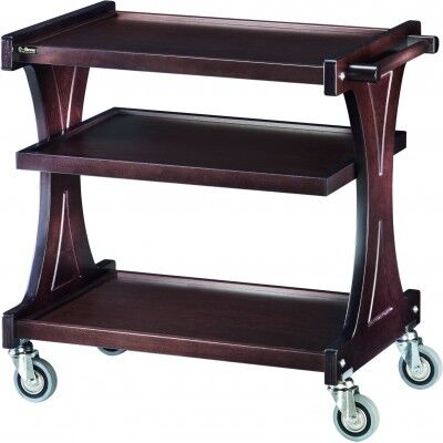 Service trolley made of sturdy wood, available in two colours with optional intermediate top. - Forcar