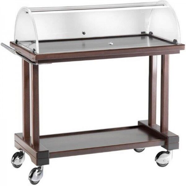 Wooden service cart 2 floors with plexiglass dome. LPC1000W - Forcar Multiservice