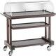 Wooden service cart 3 floors with plexiglass dome. LPC850W - Forcar Multiservice