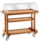 Wooden service cart 3 floors with plexiglass dome. LPC850