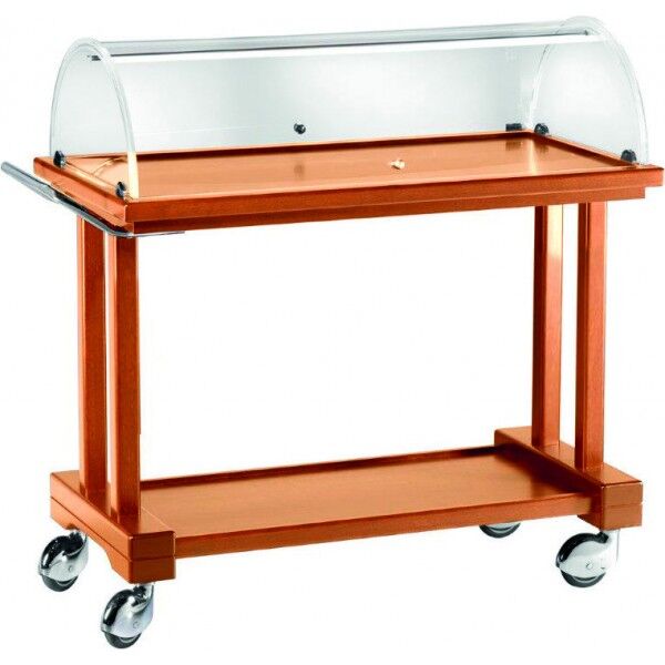 Wooden service trolley 2 floors with plexiglass dome. LPC1000 - Forcar Multiservice