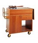 Wooden 1-fire flambé trolley with drawer and bottle compartment