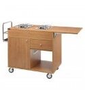 Wooden flambé trolley with 1 2-burner plate. CF1201