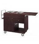 2-plate wooden flambé trolley with 1 fire. CF1202W