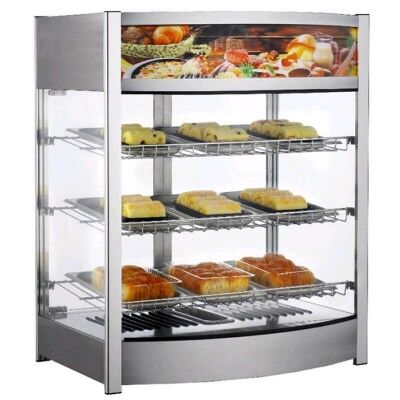 Heated display case in stainless steel with 3 floors - Forcar