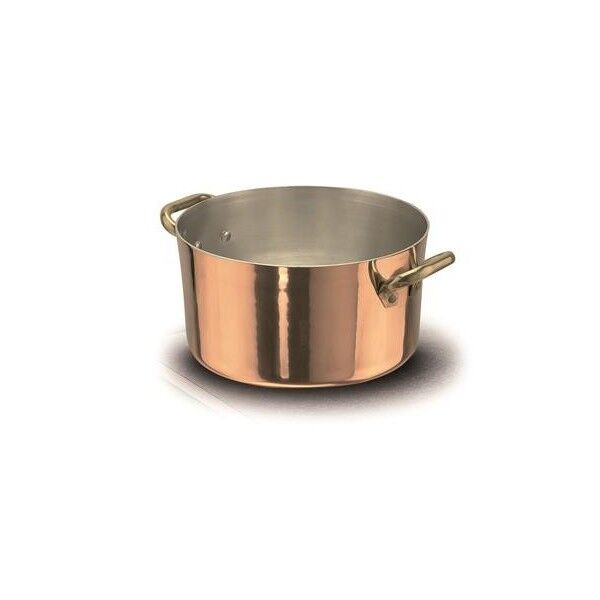 Casseruola Alta 2 Manici 32 cm Rame Liscio Stagnato - 2 mm ALCU104 Agnelli - Agnelli