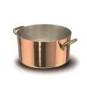 High Casserole 2 Handles 32 cm Copper Smooth Tinned - 2 mm ALCU104 Agnelli