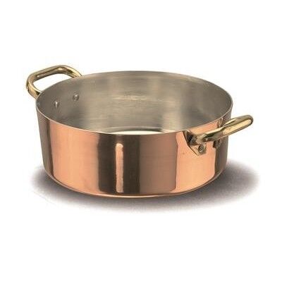 Casseruola Bassa 2 Manici 28 cm Rame Liscio Stagnato - 2 mm ALCU106 Agnelli