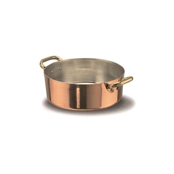 Low Saucepan 2 Handles 45 cm Copper Smooth Tinned - 2 mm ALCU106 Agnelli - Agnelli