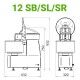 Impastatrice professionale a spirale da 12 kg con testa sollevabile e vasca estraibile. 12SR Monofase