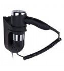 Phon da parete con presa rasoio. Nero e cromato. HD22B