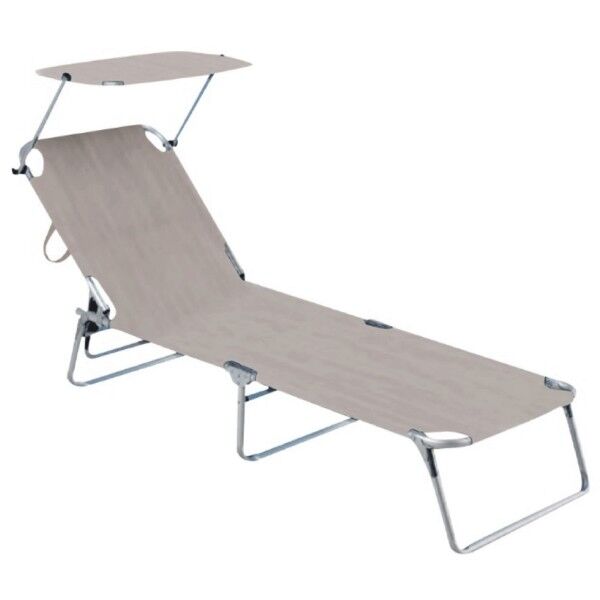 Lettino in alluminio antiruggine con parasole. Tortora. SPCA001D