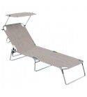 Lettino in alluminio antiruggine con parasole. Tortora. SPCA001D