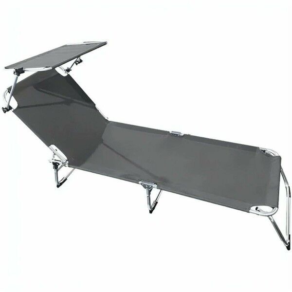 Lettino in alluminio antiruggine con parasole. Grigio. SPCA001G - Stark s.r.l.
