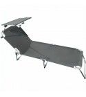 Lettino in alluminio antiruggine con parasole. Grigio. SPCA001G