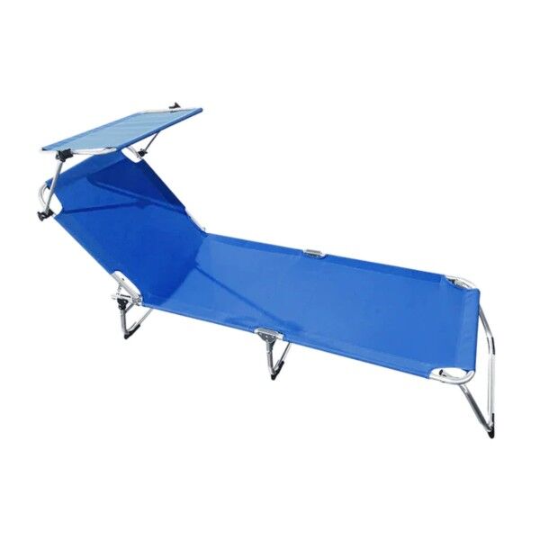 Lettino in alluminio antiruggine con parasole. Blu. SPCA001B
