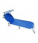 Lettino in alluminio antiruggine con parasole. Blu. SPCA001B