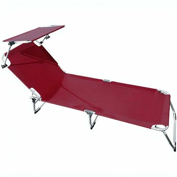 Lettino in alluminio antiruggine con parasole. Rosso. SPCA001R - Stark s.r.l.