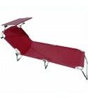 Lettino in alluminio antiruggine con parasole. Rosso. SPCA001R
