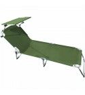 Lettino in alluminio antiruggine con parasole. Verde. SPCA001V
