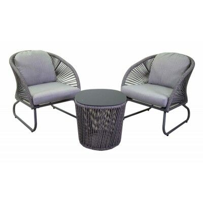 Salotto. 2 poltrone e tavolino tondo con piano in vetro. S6461410000 - Stark s.r.l.