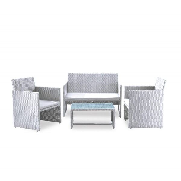 Salotto. Divano 2 p. + poltrone e tavolo. Bianco/Grigio. SS1383023 - Stark s.r.l.
