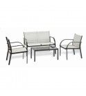 Salotto. Divano 2 p. + poltrone e tavolino. Nero/Grigio. SS1617067
