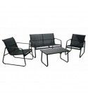 Salotto. Divano 2 p. + poltrone acciaio e tavolino. S6462850000