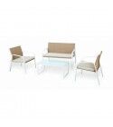 Salotto. Divano 2 p. + poltrone e tavolo. Bianco/Beige. SS1304401
