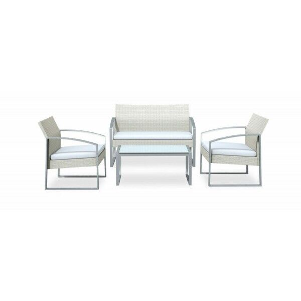 Salotto. Divano 2 p. + poltrone e tavolo. Grigio/Bianco. SS1304523