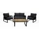 Salotto teak e corda. Divano 2 p. + poltrone e tavolino. S6460550000 - Stark s.r.l.