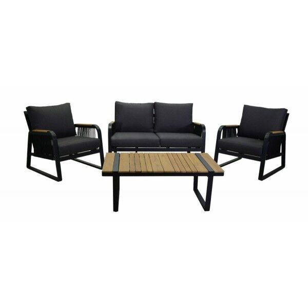 Salotto teak e corda. Divano 2 p. + poltrone e tavolino. S6460550000 - Stark s.r.l.