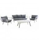 Salotto. Divano 3 p. + poltrone e tavolo. Bianco/Grigio. S6459450000