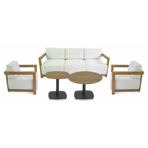 Salotto. Divano 3 posti + poltrone e 2 tavolini. Bianco. S6465430000
