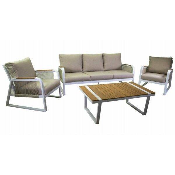 Salotto. Divano 3 p. + poltrone e tavolo. Bianco/Beige. S6461460000