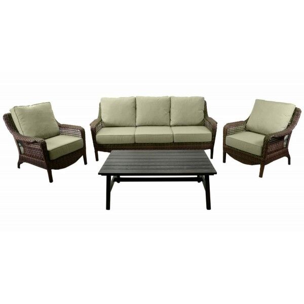 Salotto. Divano 3 p. + poltrone e tavolino. Noce/Crema. S6462190000