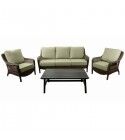 Salotto. Divano 3 p. + poltrone e tavolino. Noce/Crema. S6462190000